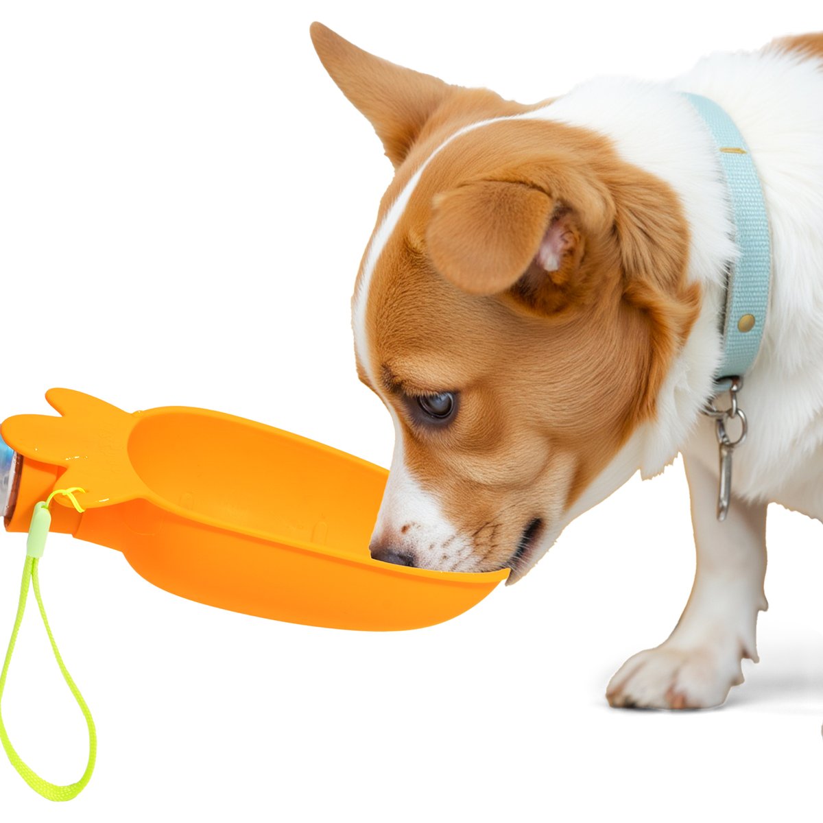 Li & Zhao Portable Outdoor Travel Carrot Shaped Water Dispenser Plastic Dog & Cat Bowl, Orange, Medium