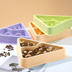 Li & Zhao Puzzle Plastic Slow Feeder Dog & Cat Bowl, Large, Yellow slide 2 of 9