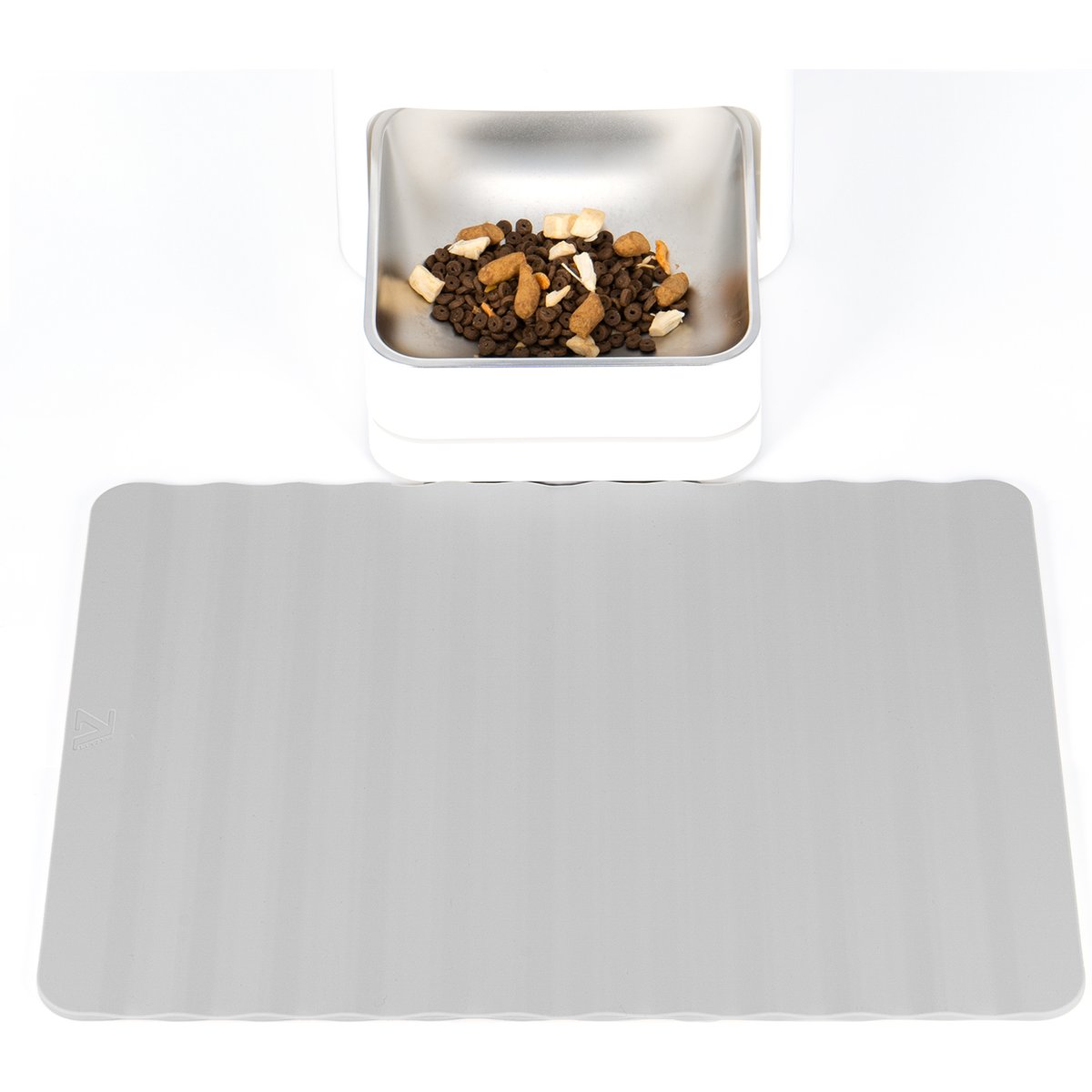 Li & Zhao Wave Waterproof Dog & Cat Food Mat, Grey, Medium