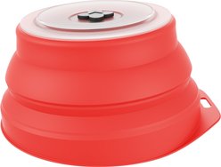Li & Zhao Collapsible Silicone Travel Dog & Cat Bowl with Cover Lids, Medium, Red slide 1 of 6