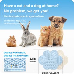Li & Zhao Slow Feeder Dog & Cat Lick Mat with Suction Cups, Blue, Small, 2 count slide 2 of 6