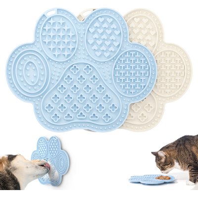 Li & Zhao Li & Zhao Slow Feeder Dog & Cat Lick Mat with Suction Cups, Blue, Small, 2 count