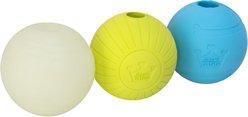 Chew King by Mammoth Glowing Fetch Tough Chew Combo Ball Dog Toy, White, Green & Blue, 3-in