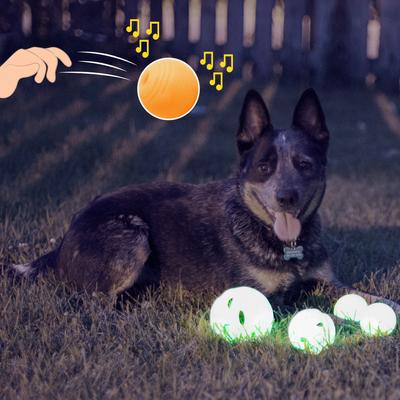 Show full view: Chew King by Mammoth Glowing Bacon Flavored Fetch Tough Chew Ball Dog Toy, Orange, 2.5-in, 2 count slide 7 of 9