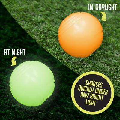 Show full view: Chew King by Mammoth Glowing Bacon Flavored Fetch Tough Chew Ball Dog Toy, Orange, 2.5-in, 2 count slide 5 of 9