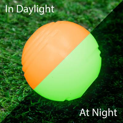 Show full view: Chew King by Mammoth Glowing Bacon Flavored Fetch Tough Chew Ball Dog Toy, Orange, 2.5-in, 2 count slide 4 of 9