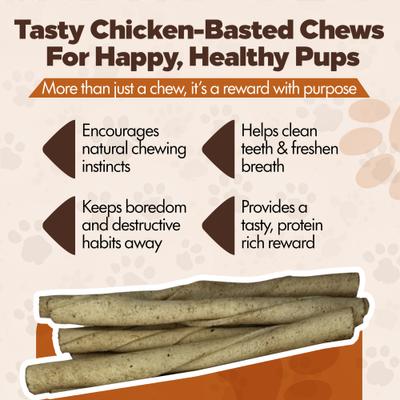 Show full view: The Treat Shack Twists 5-in Chicken Flavor Rawhide Dog Chew Treats, 50 count slide 7 of 8