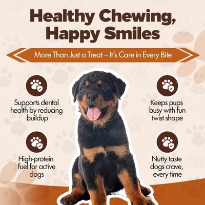 Show full view: The Treat Shack Twists 5-in Peanut Butter Flavor Rawhide Dog Chew Treats, 50 count slide 7 of 8