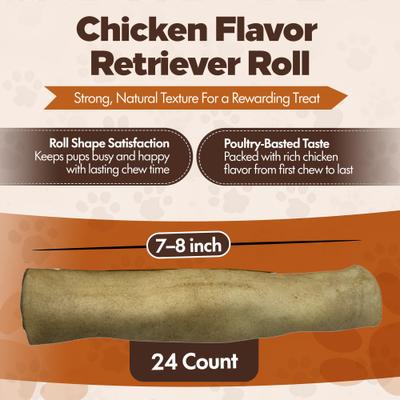 Show full view: The Treat Shack Retriever Rolls 7 to 8-in Chicken Flavor Rawhide Dog Chew Treats, 24 count slide 4 of 8