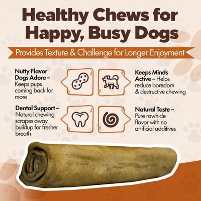Show full view: The Treat Shack Retriever Rolls 7 to 8-in Peanut Butter Flavor Rawhide Dog Chew Treats, 6 count slide 7 of 8