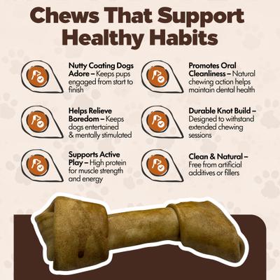 Show full view: The Treat Shack Knotted 8 to 9-in Peanut Butter Flavor Rawhide Bone Dog Treats, 10 count slide 7 of 8