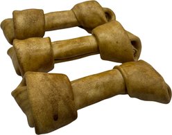 The Treat Shack Knotted 8 to 9-in Peanut Butter Flavor Rawhide Bone Dog Treats, 3 count
