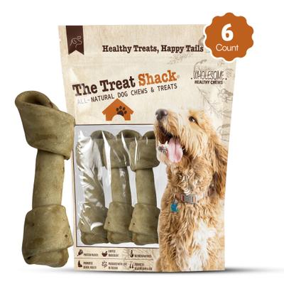 Show full view: The Treat Shack Knotted 8 to 9-in Chicken Flavor Rawhide Bone Dog Treats, 6 count slide 3 of 8