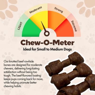 Show full view: The Treat Shack Knotted 4 to 5-in Beef Flavor Rawhide Bone Dog Treats, 10 count slide 5 of 8