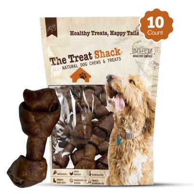 Show full view: The Treat Shack Knotted 4 to 5-in Beef Flavor Rawhide Bone Dog Treats, 10 count slide 3 of 8
