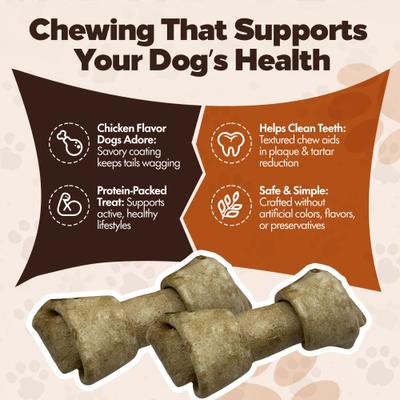 Show full view: The Treat Shack Knotted 4 to 5-in Chicken Flavor Rawhide Bone Dog Treats, 10 count slide 7 of 8