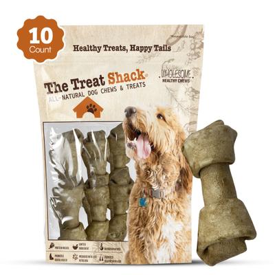 Show full view: The Treat Shack Knotted 4 to 5-in Chicken Flavor Rawhide Bone Dog Treats, 10 count slide 3 of 8