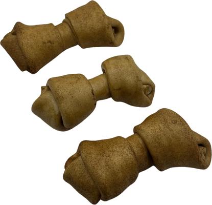 Show full view: The Treat Shack Knotted 4 to 5-in Peanut Butter Flavor Rawhide Bone Dog Treats, 30 count slide 8 of 8