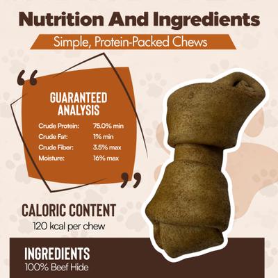 Show full view: The Treat Shack Knotted 4 to 5-in Peanut Butter Flavor Rawhide Bone Dog Treats, 20 count slide 6 of 8