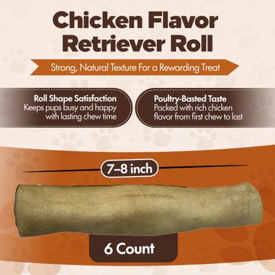 Show full view: The Treat Shack Retriever Rolls 7 to 8-in Chicken Flavor Rawhide Dog Chew Treats, 6 count slide 4 of 8