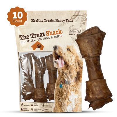 Show full view: The Treat Shack Knotted 8 to 9-in Beef Flavor Rawhide Bone Dog Treats, 10 count slide 3 of 8
