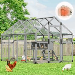 Coziwow Outdoor Run Wooden Chicken Coop with Nesting Boxes, Large: 107-in, Gray