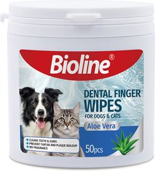Bioline Dental Finger Wipes for Dogs & Cats, 50 count