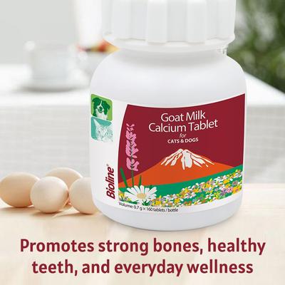 Show full view: Bioline Goat Milk Calcium Tablets Supplement for Dogs & Cats, 160 count slide 4 of 8
