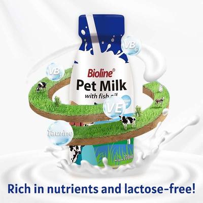 Show full view: Bioline Lactose-Free Milk with Fish Oil Liquid Supplement for Dogs & Cats, 7.4-fl oz bottle, 6 count slide 5 of 8