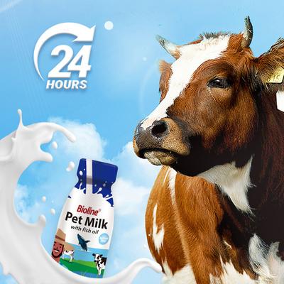 Show full view: Bioline Lactose-Free Milk with Fish Oil Liquid Supplement for Dogs & Cats, 7.4-fl oz bottle, 6 count slide 6 of 8