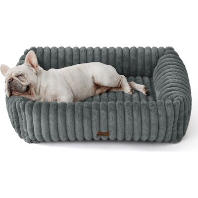 Bedsure Bedsure ComfyFleece Orthopedic Bolster Dog Bed with Removable Cover, Warm Grey, Medium Plus