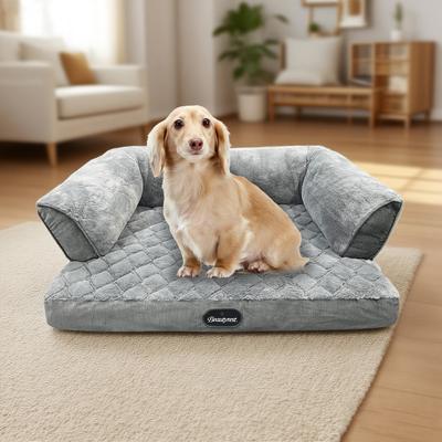 Show full view: Beautyrest Super Lux Sofa Extended Sleep Surface Orthopedic Bolster Dog & Cat Bed, Gray, Large slide 5 of 7