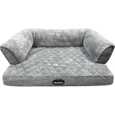 Beautyrest Beautyrest Super Lux Sofa Extended Sleep Surface Orthopedic Bolster Dog & Cat Bed, Gray, Large