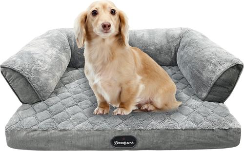 Show full view: Beautyrest Super Lux Sofa Extended Sleep Surface Orthopedic Bolster Dog & Cat Bed, Gray, Large slide 6 of 7
