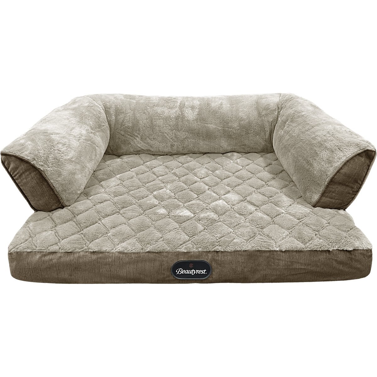 Beautyrest Super Lux Sofa Extended Sleep Surface Orthopedic Bolster Dog & Cat Bed, Brown, Large