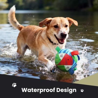 Show full view: Nocciola Magic Pup Soccer Interactive Durable Tug & Fetch Squeaky Ball Dog Toy, Classic Black & White, Medium: 6-in slide 5 of 6