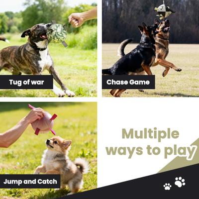 Show full view: Nocciola Magic Pup Soccer Interactive Durable Tug & Fetch Squeaky Ball Dog Toy, Classic Black & White, Medium: 6-in slide 4 of 6