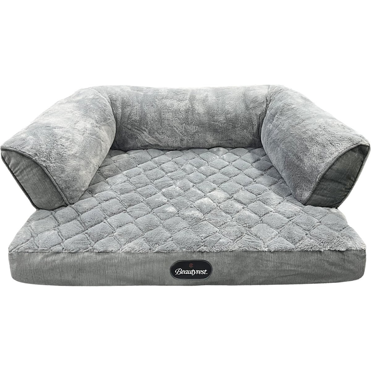 Beautyrest Super Lux Sofa Extended Sleep Surface Orthopedic Bolster Dog & Cat Bed, Gray, Medium