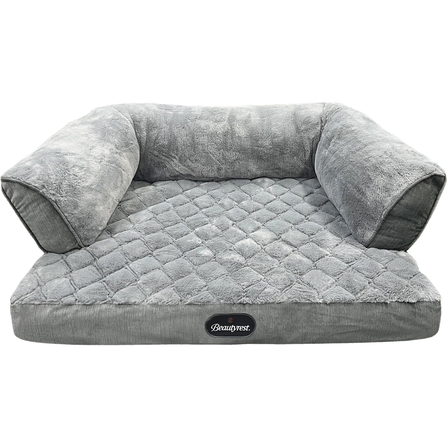 Beautyrest Super Lux Sofa Extended Sleep Surface Orthopedic Bolster Dog & Cat Bed, Gray, Medium