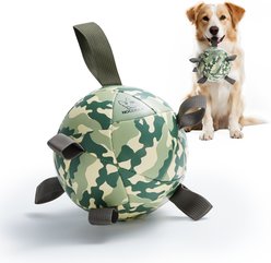 Nocciola K9 Commando Camouflage Soccer Interactive Durable Tug & Fetch Squeaky Ball Dog Toy, Camo Champ Brown, Large: 8-in