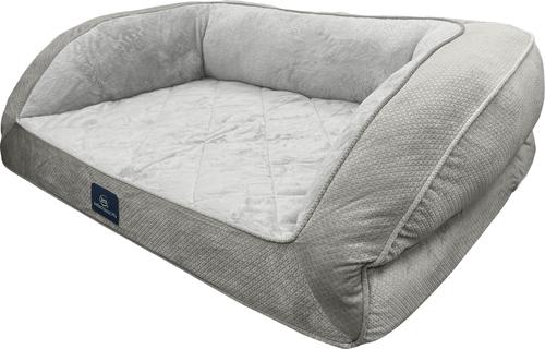 Show full view: Serta Quilted Orthopedic Bolster Couch Dog & Cat Bed, Gray, Large slide 3 of 8