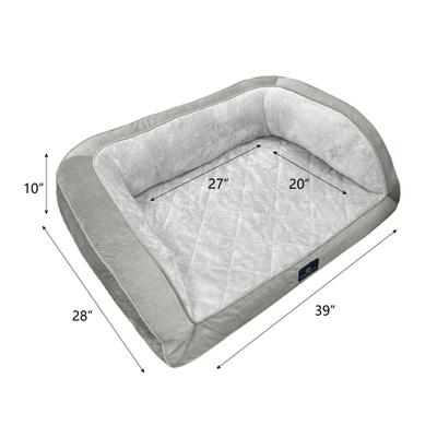 Show full view: Serta Quilted Orthopedic Bolster Couch Dog & Cat Bed, Gray, Large slide 7 of 8