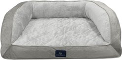 Serta Quilted Orthopedic Bolster Couch Dog & Cat Bed, Gray, Large