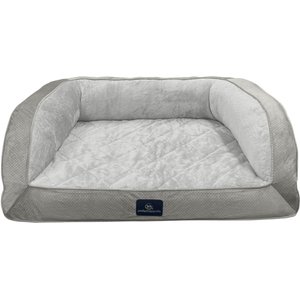 Serta Quilted Orthopedic Bolster Couch Dog & Cat Bed, Gray, Large