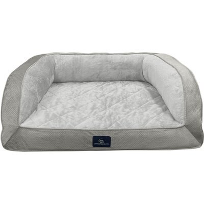 Serta Serta Quilted Orthopedic Bolster Couch Dog & Cat Bed with Removable Cover, Gray, Large