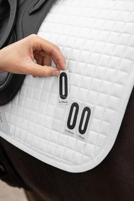 Show full view: LeMieux Cotton Dressage Competition Square Horse Saddle Pad, White, Small/Medium slide 2 of 5