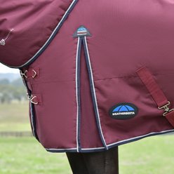 WeatherBeeta ComFiTec Essential Detach-A-Neck 220G Horse Turnout, Burgundy/Navy, 78-in slide 2 of 6