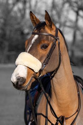 Show full view: LeMieux Simuwool Horse Noseband Cover, Natural slide 2 of 2