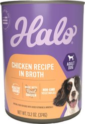 Halo Holistic Chicken Recipe in Broth Adult Canned Dog Food, 13.2-oz can, case of 6