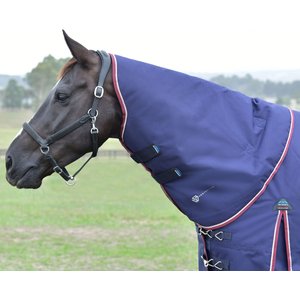 WeatherBeeta ComFiTec Essential Neck Cover 0G Horse Turnout, Navy/Burgundy, Medium